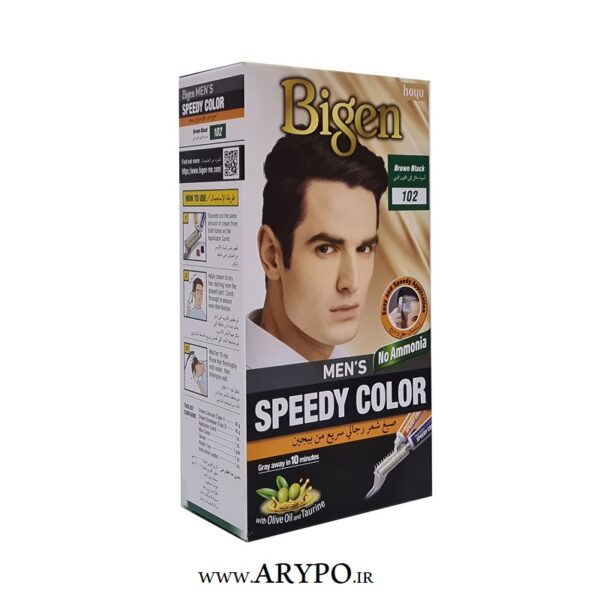 کیت رنگ موی مردانه بیگن مدل اسپیدی کالر قهوه ای تیره شماره BIGEN 102