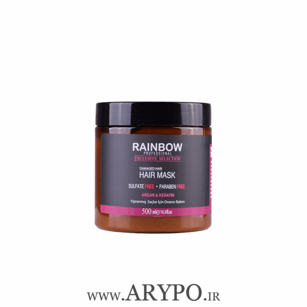 ماسک مو فاقد سولفات حاوی آرگان و کراتین رینبو RAINBOW