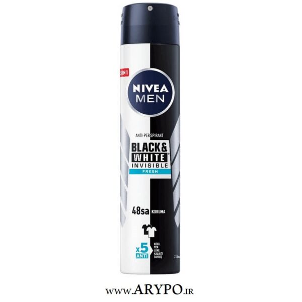اسپری دئودورانت مردانه نیوا مدل Invisible Black and White Fresh