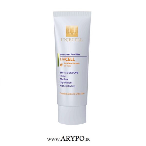 کرم ضد آفتاب بی رنگ SPF+50 پوست چرب UNJECELL