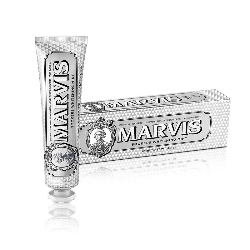 خمیر دندان سفید کننده نعنایی برای افراد سیگاری Marvis مدل Smokers Whitening Mint 